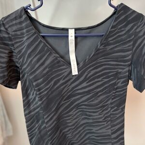 Lululemon Black Zebra Print V-Neck Crop top